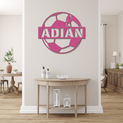 10 Soccer Ball with Custom Name and Player Standing with the Soccer Ball