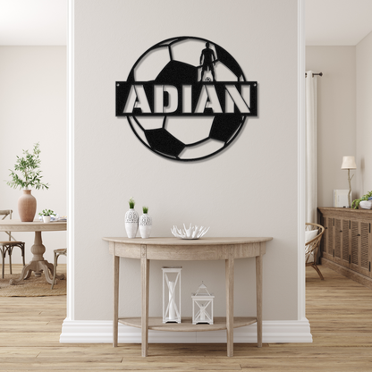 10 Soccer Ball with Custom Name and Player Standing with the Soccer Ball