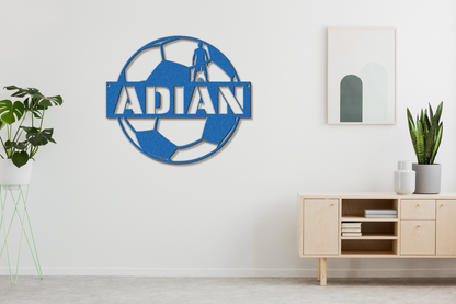 10 Soccer Ball with Custom Name and Player Standing with the Soccer Ball