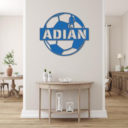 10 Soccer Ball with Custom Name and Player Standing with the Soccer Ball